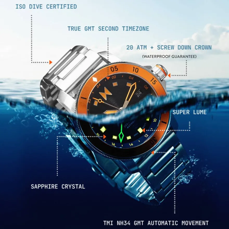 MVMT Waterproof|Automatic^Cali Diver GMT Automatic