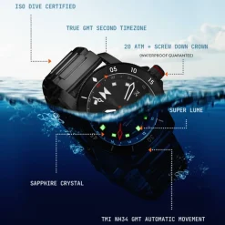 MVMT Waterproof|Automatic^Cali Diver GMT Automatic