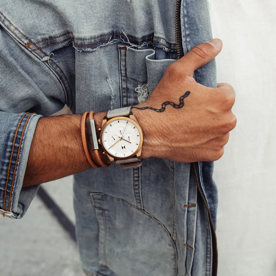 MVMT Bracelets^Double Leather Wrap